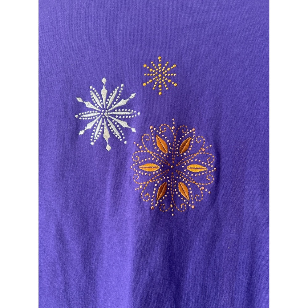 Womens Purple Long Sleeve‎ Shirt Snowflake Design M&S Sportswear X Large - Picture 2 of 5